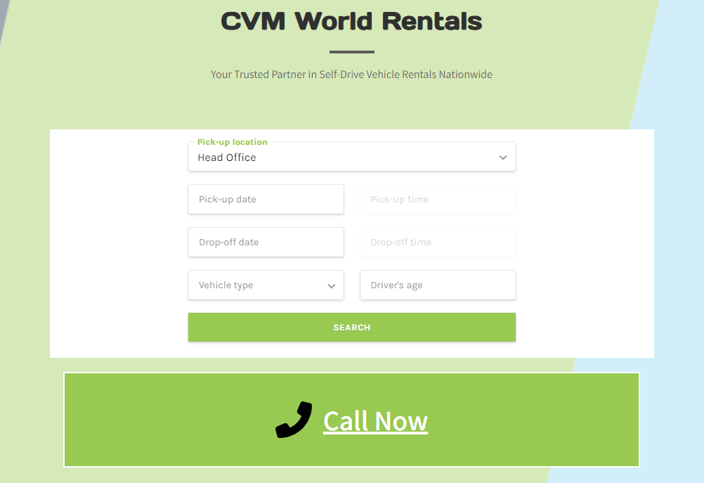 CVM World Rentals Booking Process